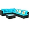 7 Pieces Sectional Wicker Furniture Sofa Set With Tempered Glass Top